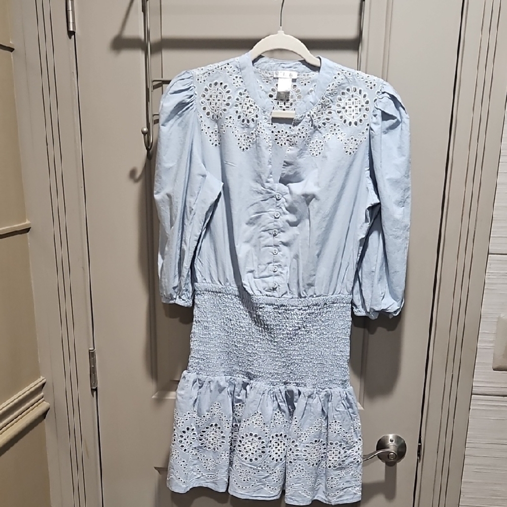 VENUS Light Blue Eyelet Mini Dress